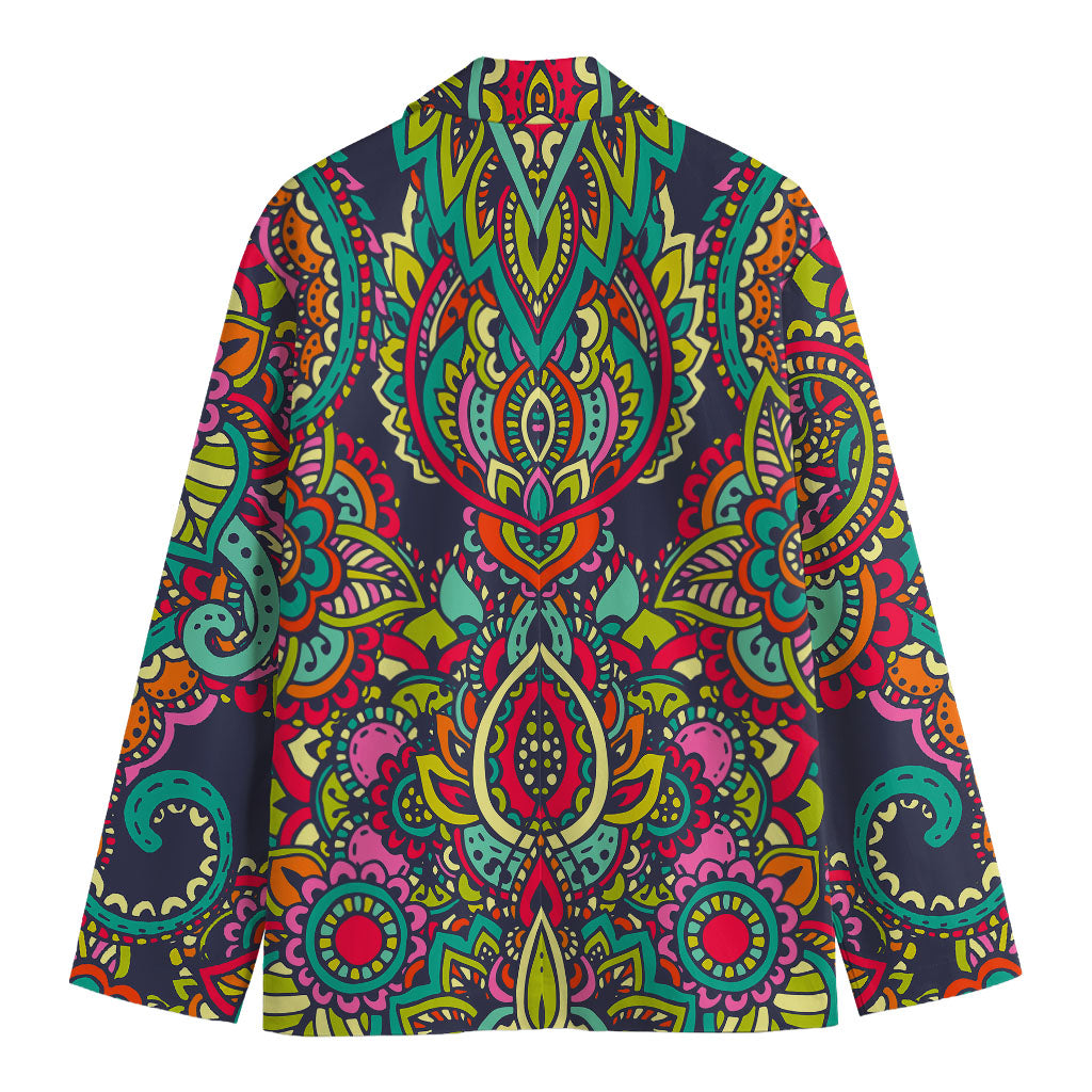 Colorful Floral Mandala Print Men's Blazer