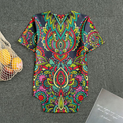 Colorful Floral Mandala Print Men's Bodysuit