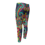 Colorful Floral Mandala Print Men's Compression Pants