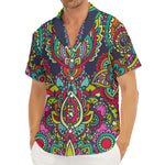 Colorful Floral Mandala Print Men's Deep V-Neck Shirt