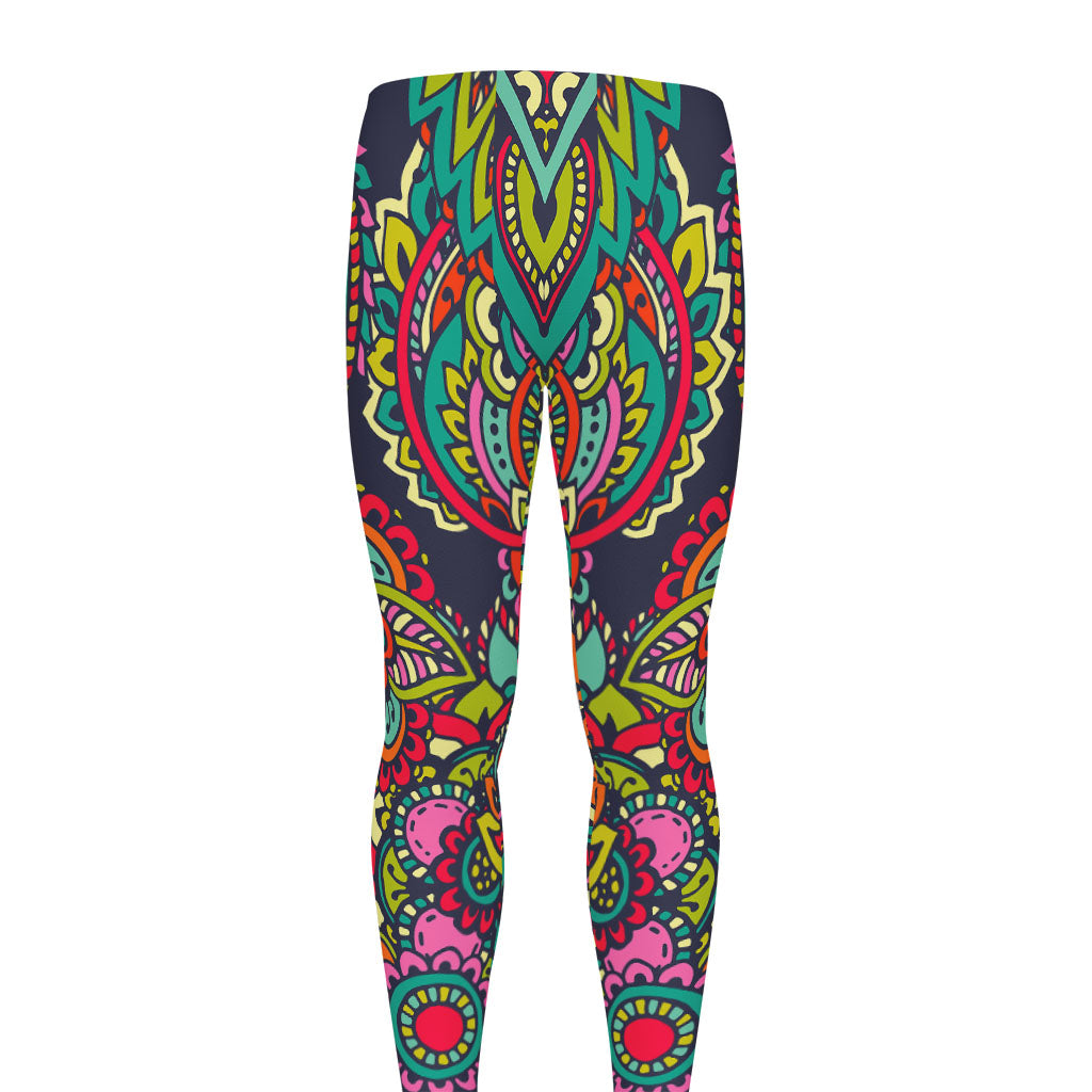 Colorful Floral Mandala Print Men's leggings
