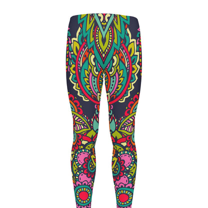 Colorful Floral Mandala Print Men's leggings