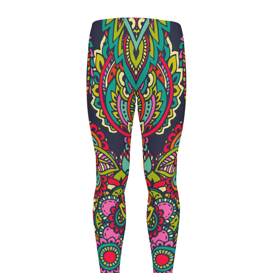 Colorful Floral Mandala Print Men's leggings