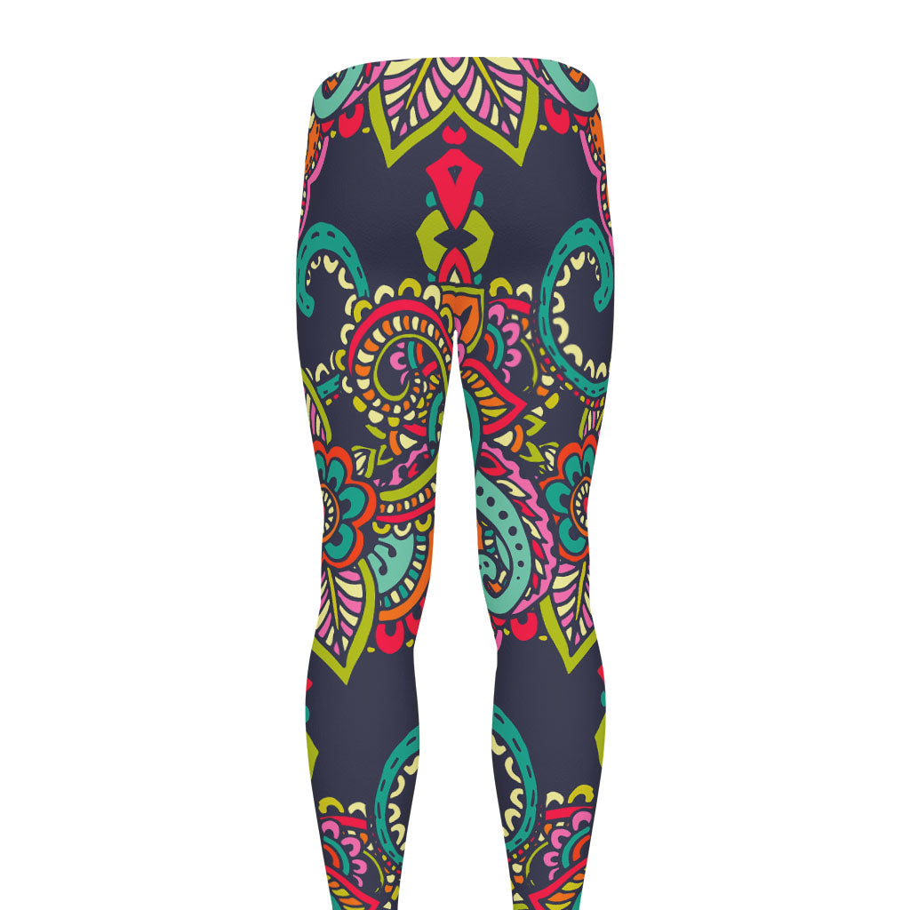 Colorful Floral Mandala Print Men's leggings