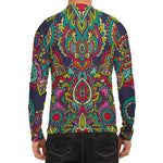 Colorful Floral Mandala Print Men's Long Sleeve Rash Guard
