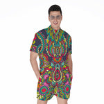 Colorful Floral Mandala Print Men's Rompers