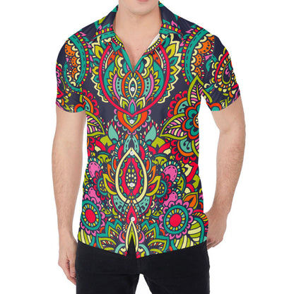 Colorful Floral Mandala Print Men's Shirt