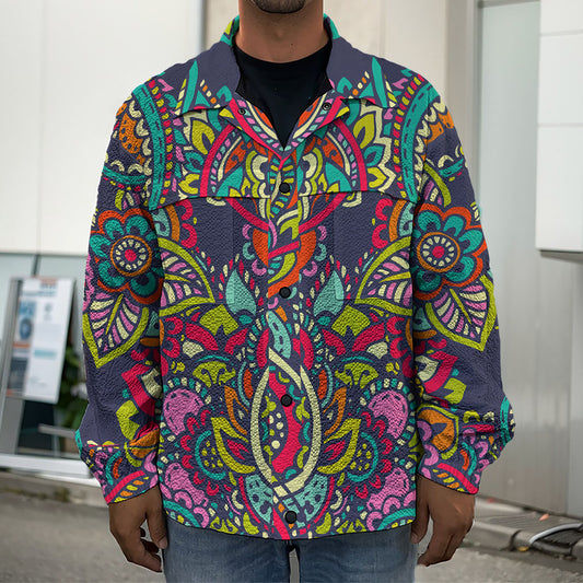 Colorful Floral Mandala Print Men's Shirt Jacket