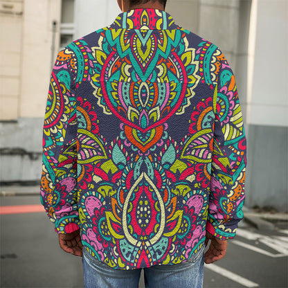 Colorful Floral Mandala Print Men's Shirt Jacket