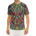 Colorful Floral Mandala Print Men's Short Sleeve Rash Guard