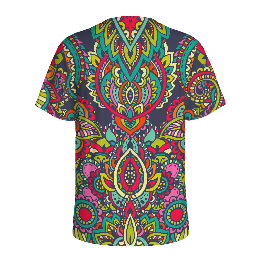 Colorful Floral Mandala Print Men's Sports T-Shirt