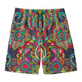 Colorful Floral Mandala Print Men's Swim Trunks