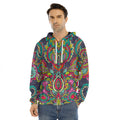 Colorful Floral Mandala Print Men's Velvet Pullover Hoodie