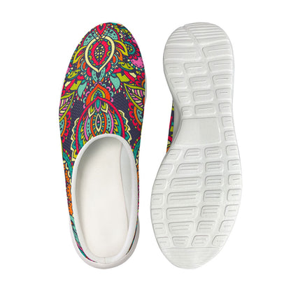 Colorful Floral Mandala Print Mesh Casual Shoes
