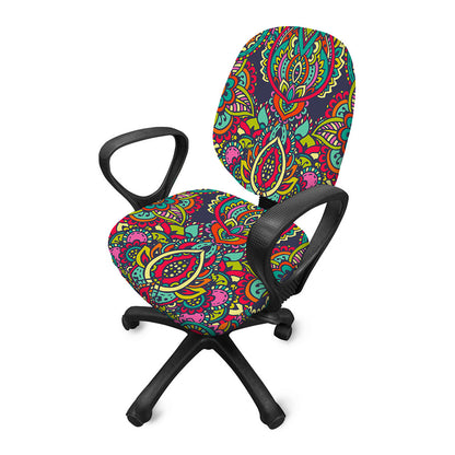 Colorful Floral Mandala Print Office Chair Cover