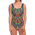 Colorful Floral Mandala Print One Piece Swimsuit