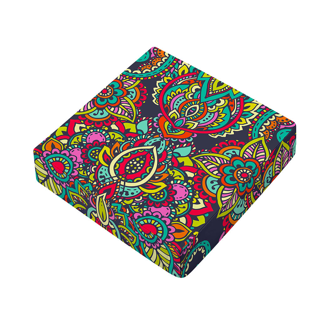 Colorful Floral Mandala Print Outdoor Seat Cushion Cover