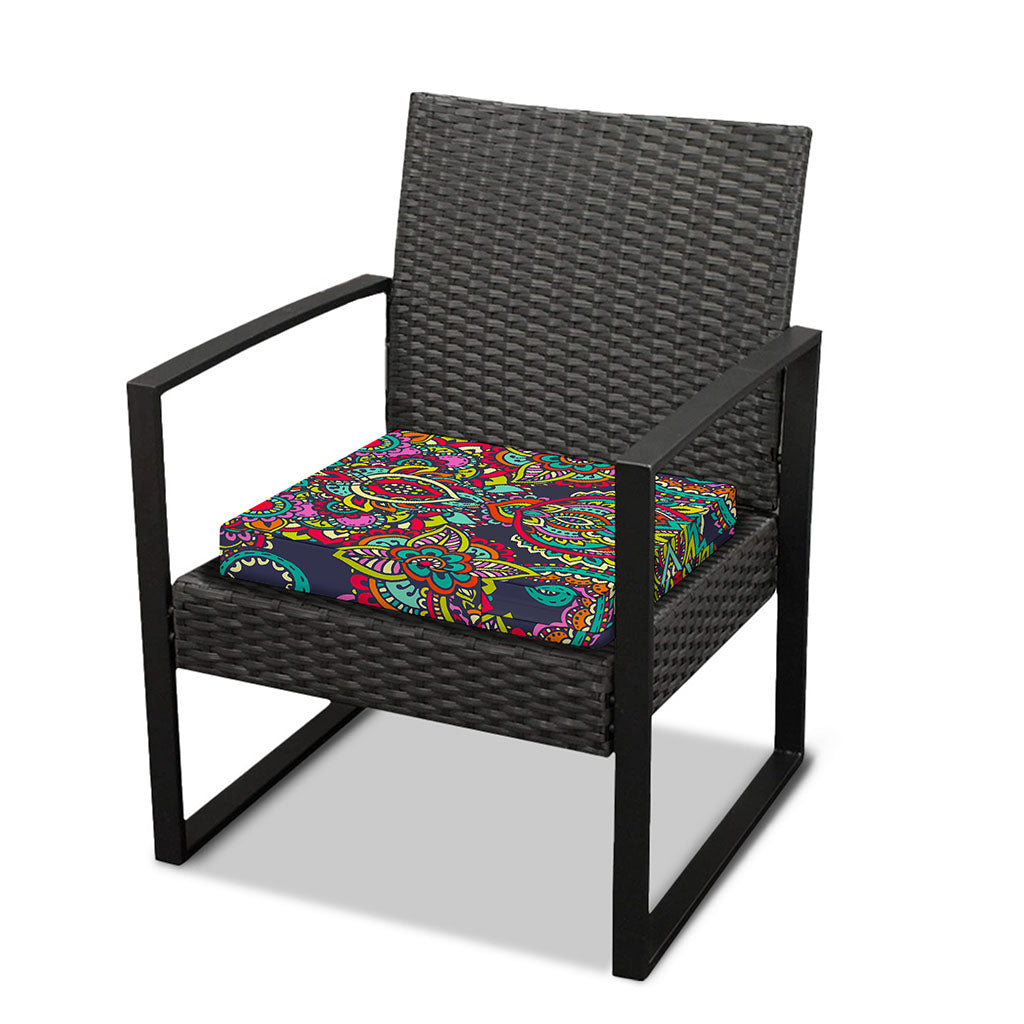 Colorful Floral Mandala Print Outdoor Seat Cushion Cover