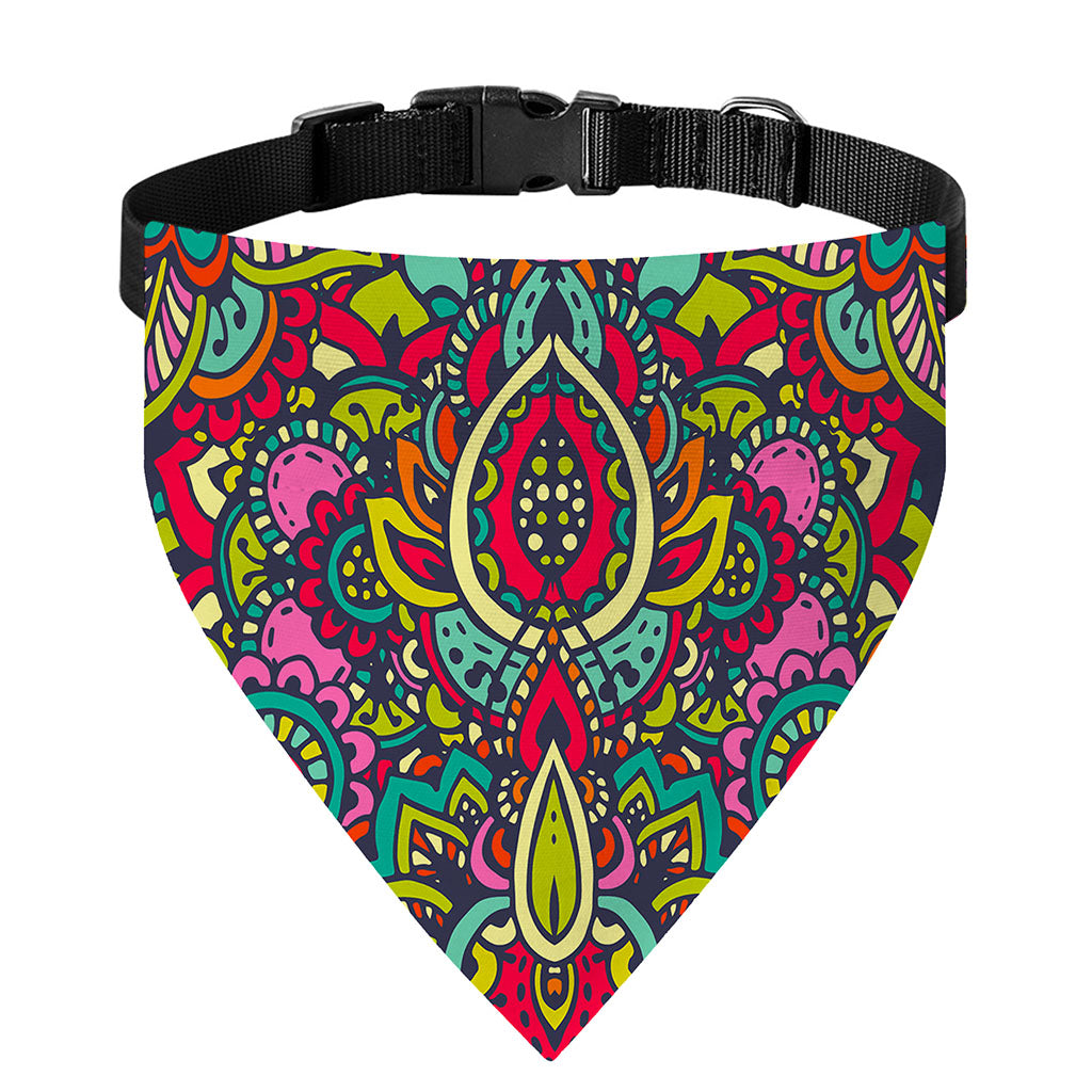 Colorful Floral Mandala Print Over The Collar Dog Bandana