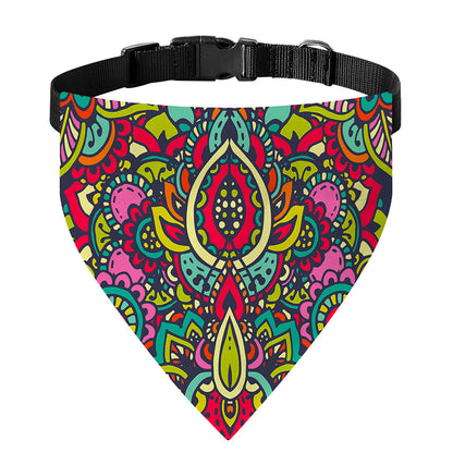 Colorful Floral Mandala Print Over The Collar Dog Bandana