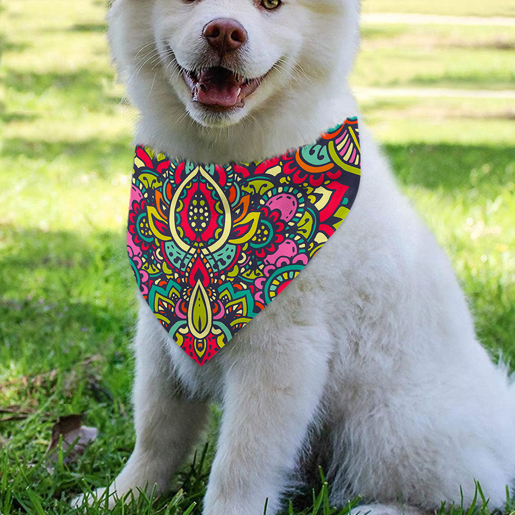 Colorful Floral Mandala Print Over The Collar Dog Bandana