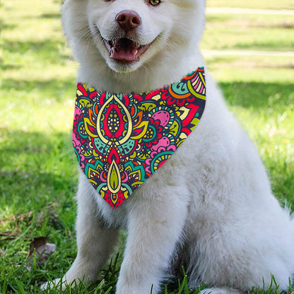 Colorful Floral Mandala Print Over The Collar Dog Bandana