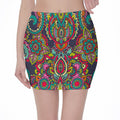 Colorful Floral Mandala Print Pencil Mini Skirt