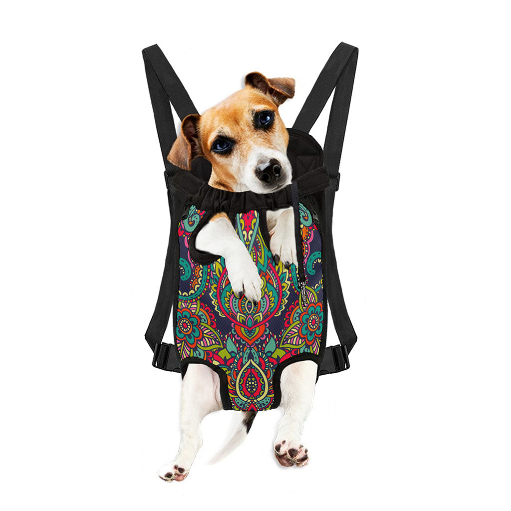 Colorful Floral Mandala Print Pet Carrier Backpack
