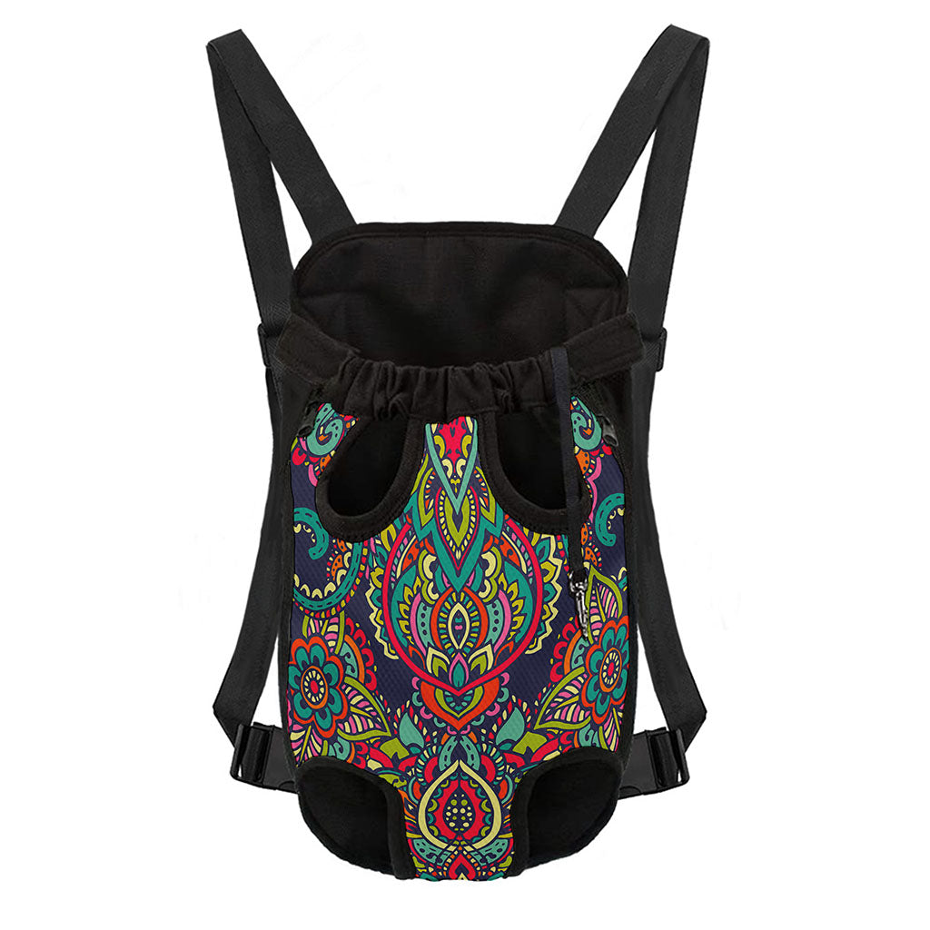 Colorful Floral Mandala Print Pet Carrier Backpack