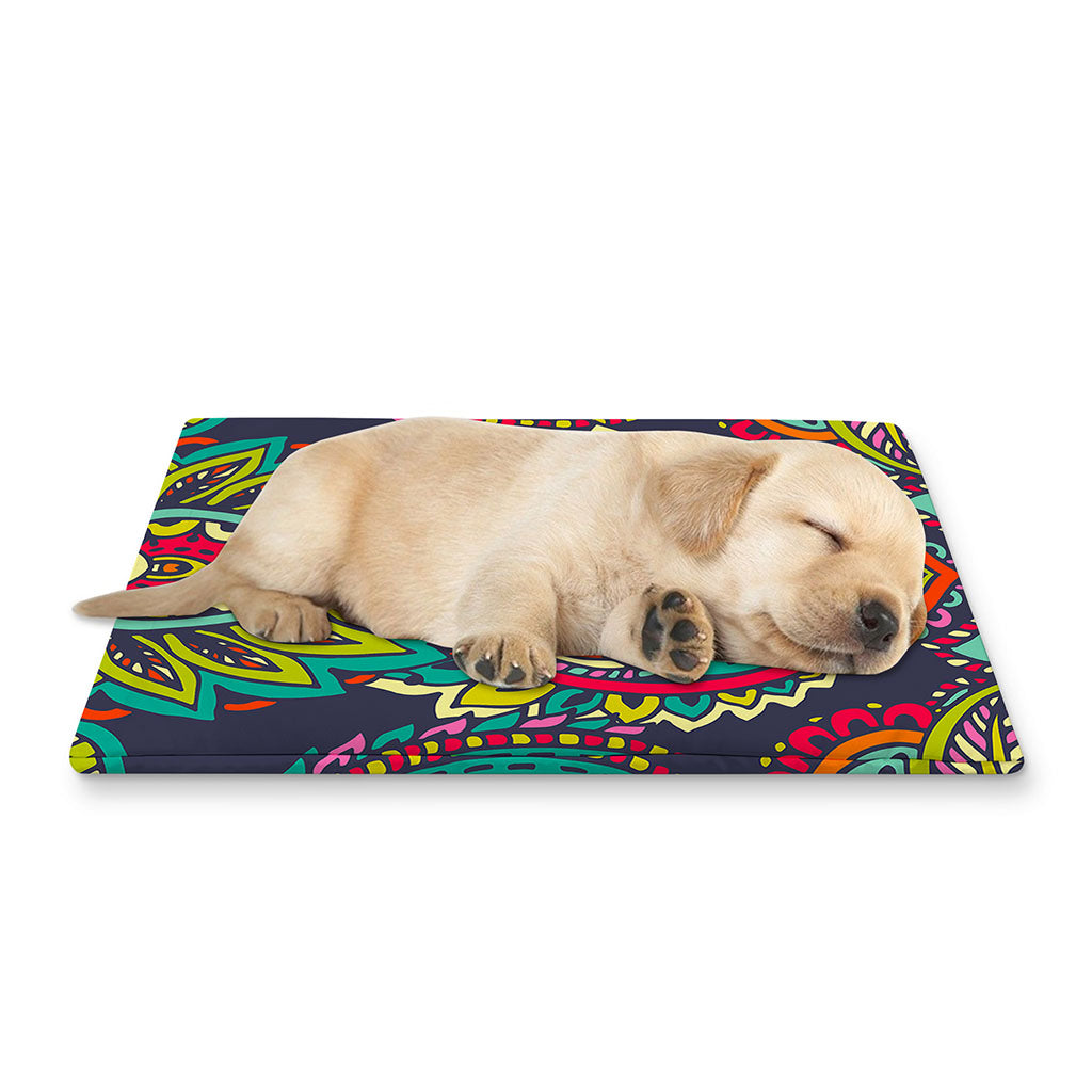 Colorful Floral Mandala Print Pet Cooling Mat Cover