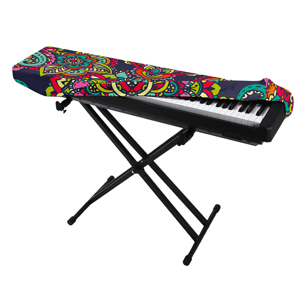 Colorful Floral Mandala Print Piano Keyboard Cover