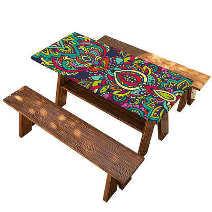Colorful Floral Mandala Print Picnic Table Cover