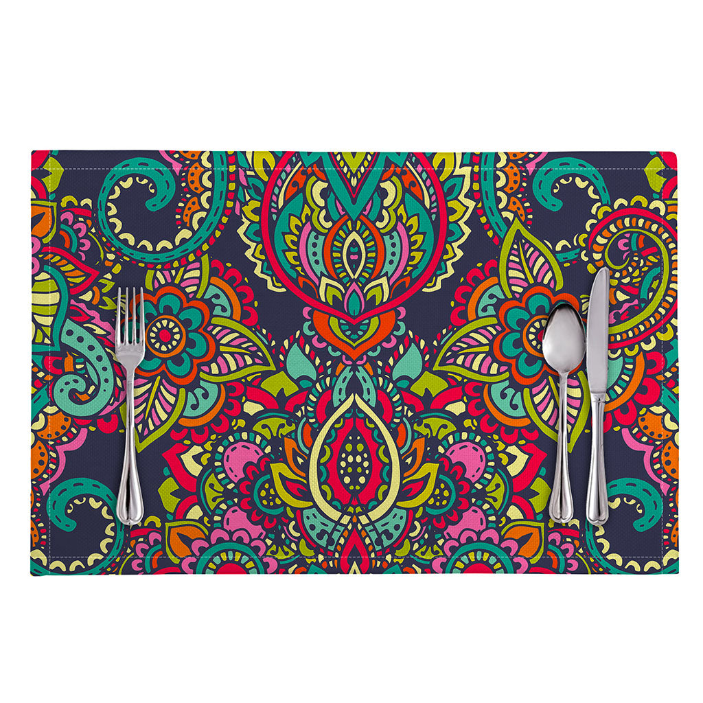 Colorful Floral Mandala Print Placemat