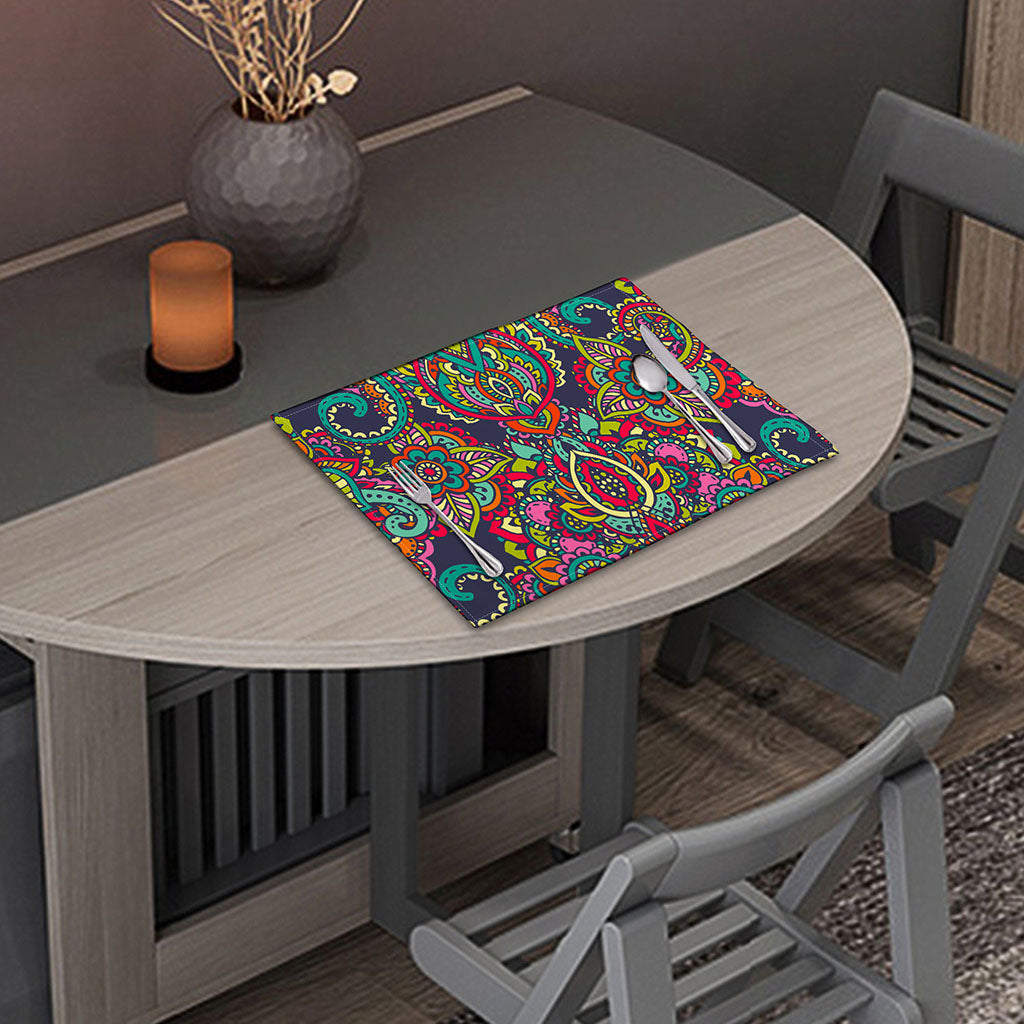 Colorful Floral Mandala Print Placemat