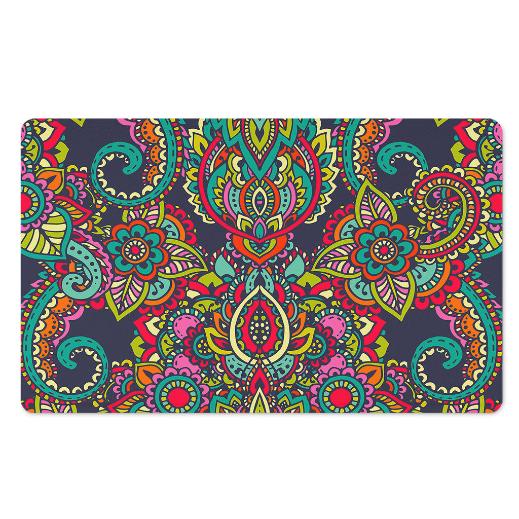 Colorful Floral Mandala Print Polyester Doormat