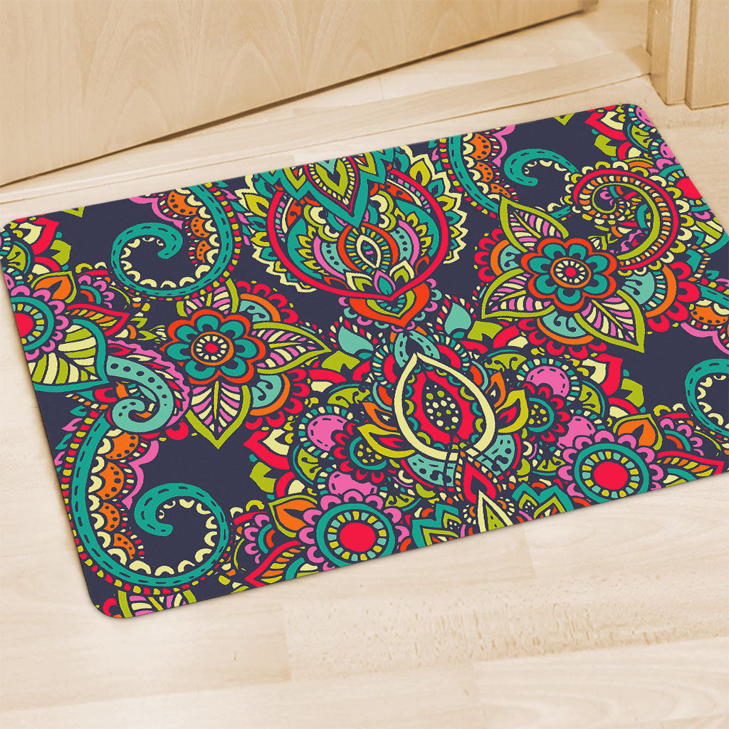 Colorful Floral Mandala Print Polyester Doormat