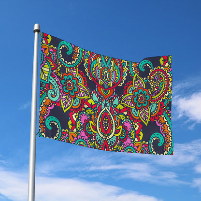 Colorful Floral Mandala Print Polyester Flag