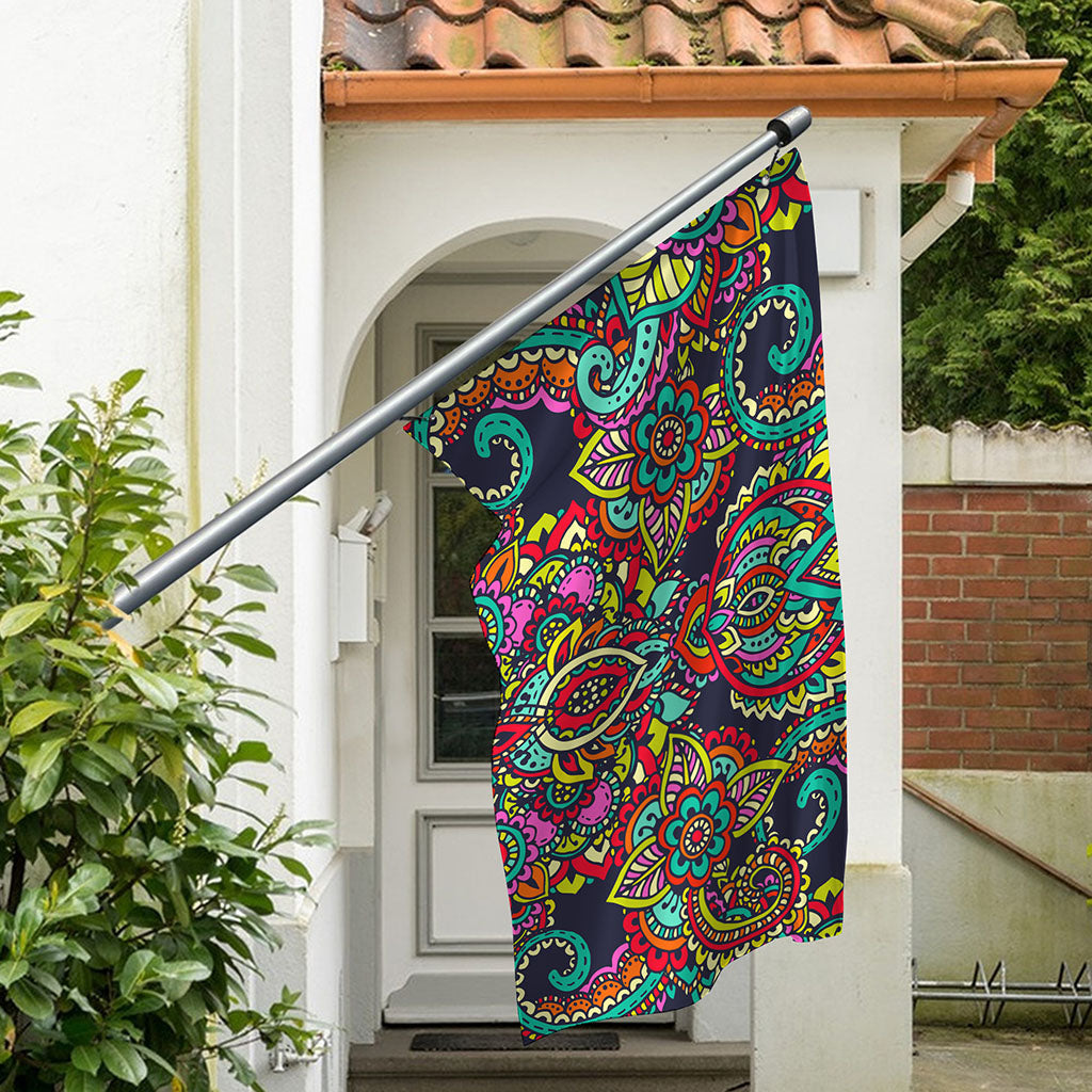 Colorful Floral Mandala Print Polyester Flag