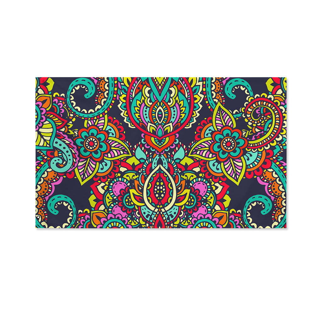 Colorful Floral Mandala Print Polyester Flag