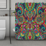 Colorful Floral Mandala Print Polyester Shower Curtain