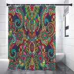 Colorful Floral Mandala Print Premium Shower Curtain