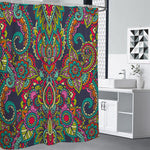 Colorful Floral Mandala Print Premium Shower Curtain