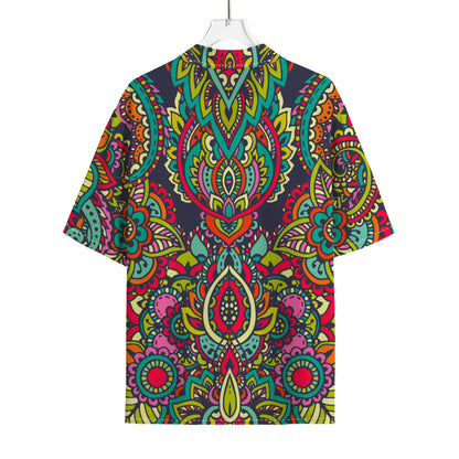 Colorful Floral Mandala Print Rayon Hawaiian Shirt