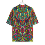Colorful Floral Mandala Print Rayon Hawaiian Shirt