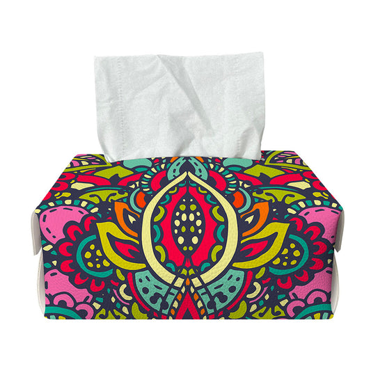 Colorful Floral Mandala Print Rectangle Tissue Box Cover