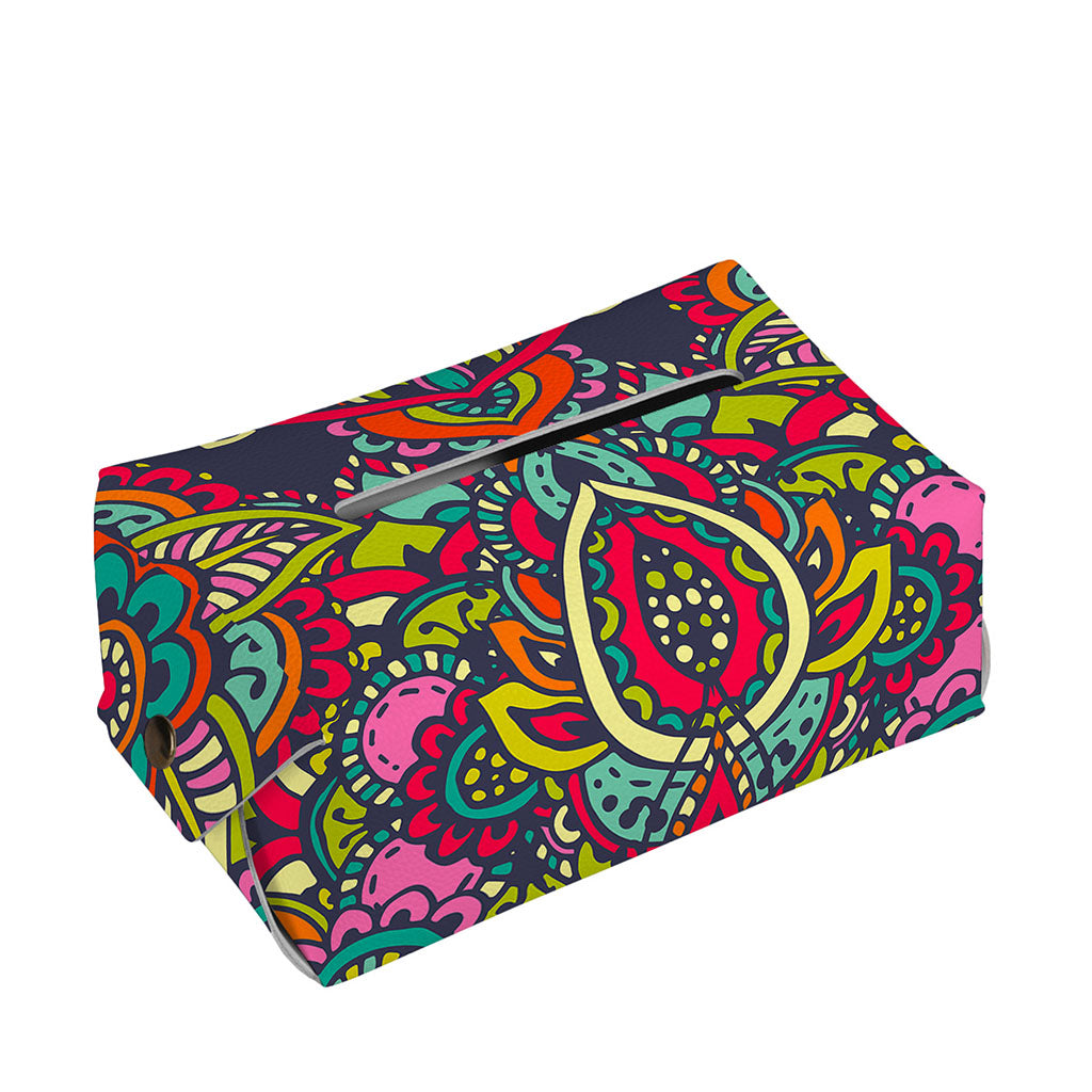 Colorful Floral Mandala Print Rectangle Tissue Box Cover