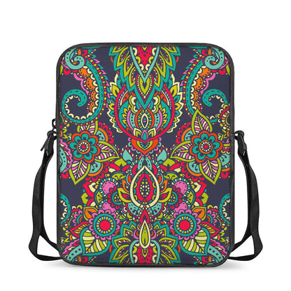 Colorful Floral Mandala Print Rectangular Crossbody Bag