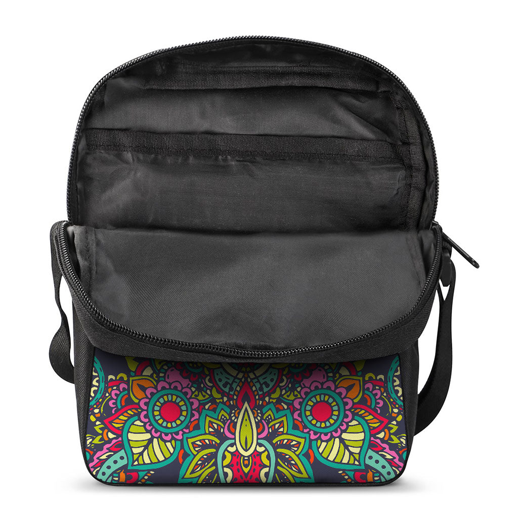 Colorful Floral Mandala Print Rectangular Crossbody Bag