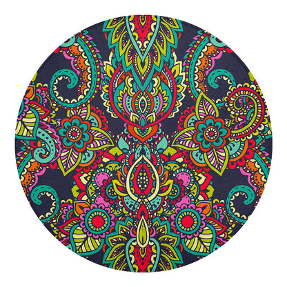 Colorful Floral Mandala Print Round Blanket