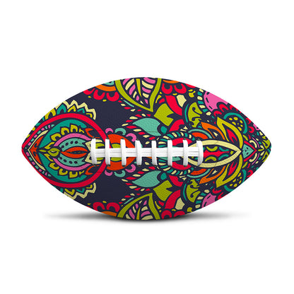 Colorful Floral Mandala Print Rugby Ball